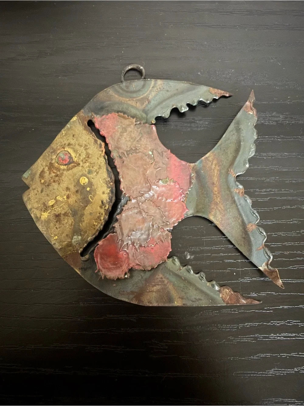 Decorative Metal Fish Wall Art - Red and Gold Accent